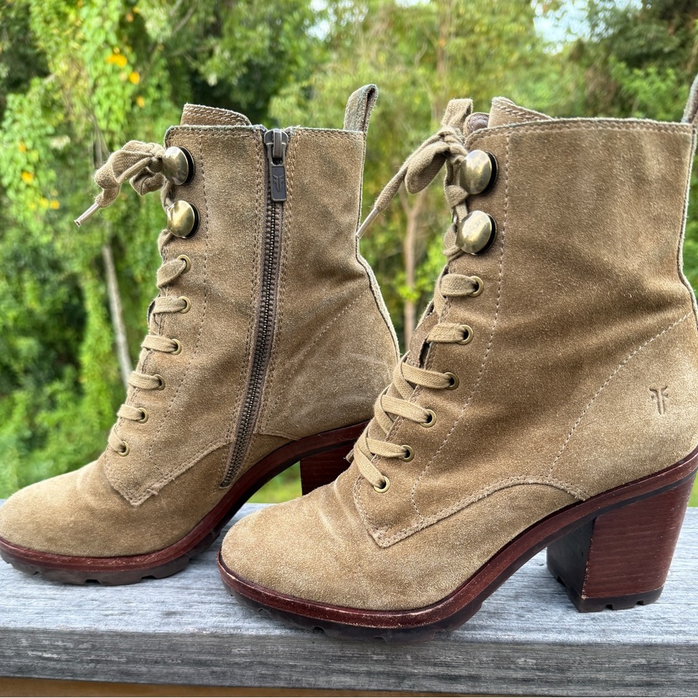 Frye Boots Myra Lug suede combat size 8 - Picture 6 of 13